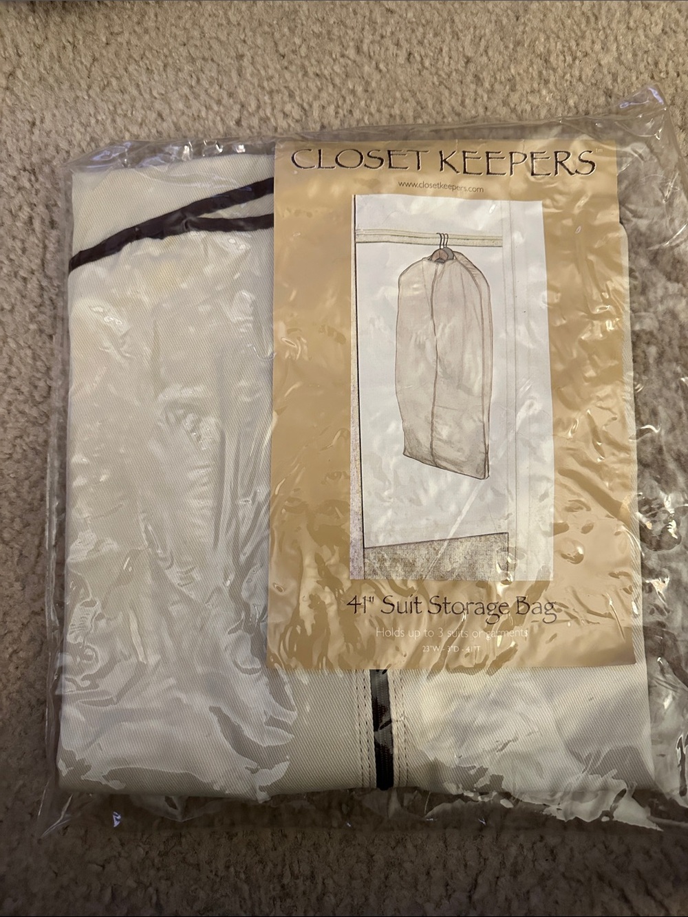 Cream Suit Storage Bag - 41"